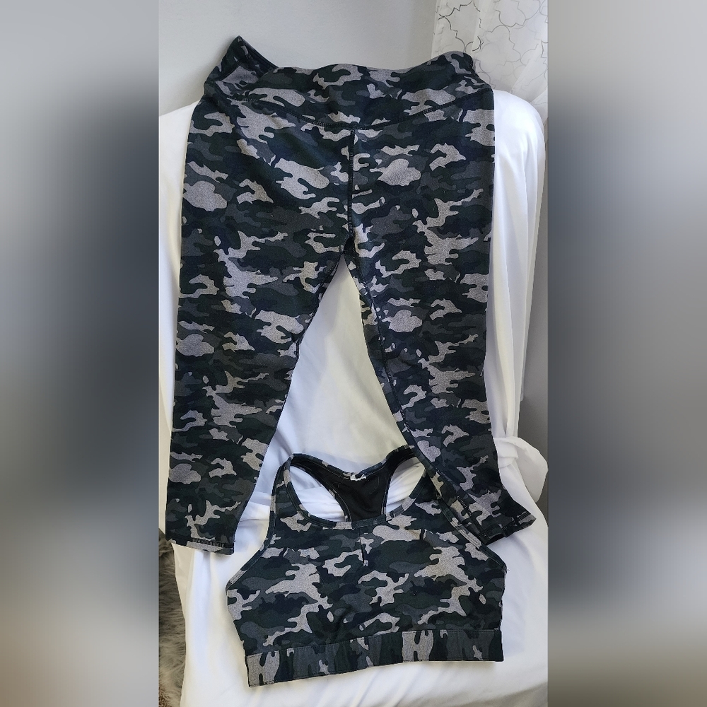 Fabletics Camo Print Leggings and Sports Bra Set